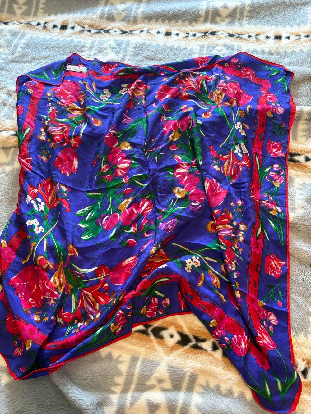 Liz Claiborne Purple and Red Floral Scarf